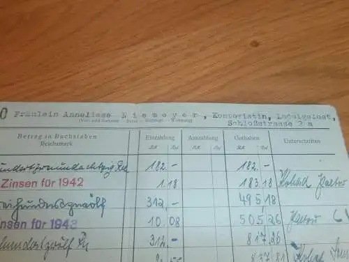 altes Sparbuch Ludwigslust ,1942 - 1944 , Anneliese Niemeyer in Ludwigslust i. Mecklenburg , Sparkasse !!