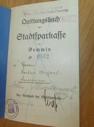 altes Sparbuch Demmin ,1932 - 1944 , Bruno Michael in Demmin i. Mecklenburg , Sparkasse , Bank !!