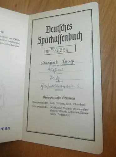 altes Sparbuch Grimmen ,1944 , Margarete Lange in Loitz i. Mecklenburg , Sparkasse , Bank !!