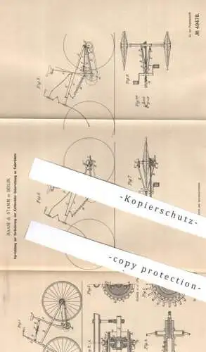 original Patent - Haase & Stamm , Berlin | 1889 | Kettenräder - Übersetzung am Fahrrad | Fahrräder , Bicycle