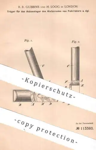 original Patent - R. R. Gubbins , H. Loog , London , England | 1899 | Achsenlager am Fahrrad - Hinterrad | Rad , bicycle
