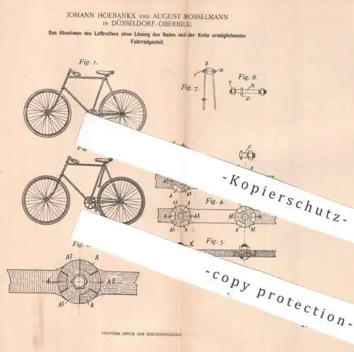 original Patent - Johann Hoebankx , August Bosselmann , Düsseldorf / Oberbilk | 1899 | Fahrrad Luftreifen | Reifen , Rad