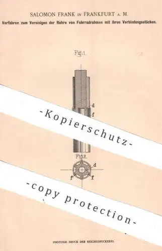 original Patent - Salomon Frank , Frankfurt / Main | 1897 | Rohre von Fahrradrahmen | Rahmen | Fahrrad