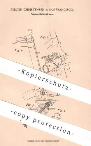 original Patent - Jörgen Christensen , San Francisco , USA | 1895 | Fahrrad - Rollen - Bremse | Fahrräder , bicycle