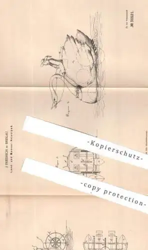 original Patent - J. Friedrich , Breslau , 1884 , Land- u. Wasser- Velociped | Fahrrad , bicycle , Rad , Fahrräder