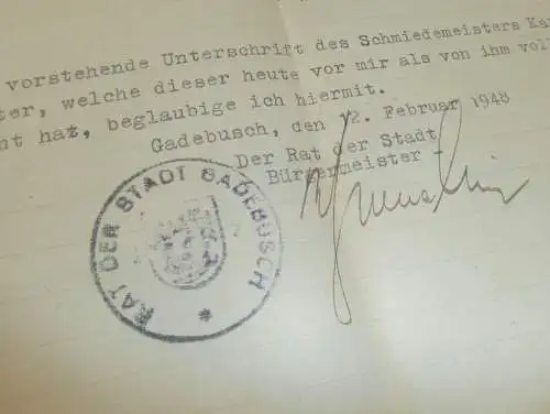 Dokumente Gadebusch / Wismar i. Mecklenburg , 1944 - 1954 , Veelböken , Knüppel , Friedrich Stoffer , Karl Neumeister !!