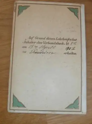 Lehrbrief / Gesellenbrief Parchim i. Mecklenburg 1902 , Friedrich Quade , Schlachter , Fleischer , Metzger , Fleischerei