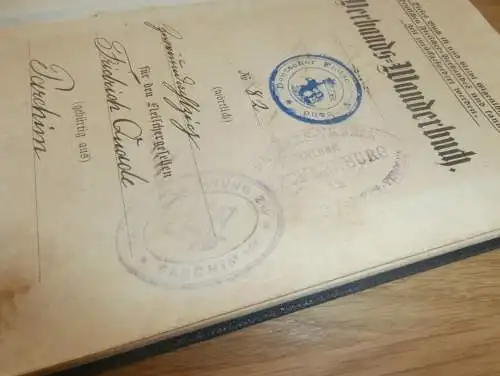Wanderbuch Parchim i. Mecklenburg 1902 - 1908 , F. Quade , Schlachter , Metzger , Borna , Gera , Halle , viele Stempel !