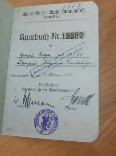 altes Sparbuch Ludwigslust , 1941 - 1945 , Gerhard Meyer in Ludwigslust i. Mecklenburg , Sparkasse , Bank !!!