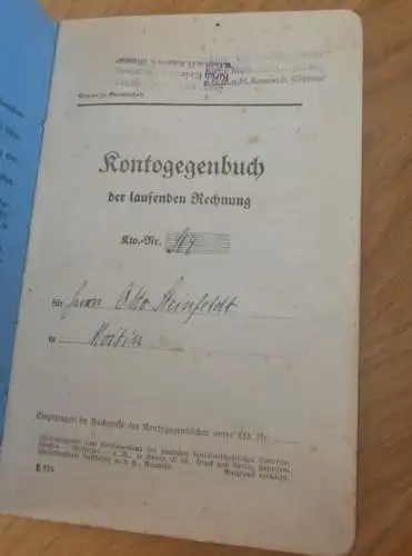 altes Sparbuch Moitin , 1941 - 1943 , Otto Steinfeldt in Kamin - Moitin i. Mecklenburg , Kirch-Mulsow b. Neubukow