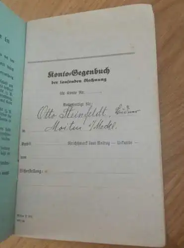 altes Sparbuch Moitin , 1934 - 1937 , Otto Steinfeldt in Kamin - Moitin i. Mecklenburg , Kirch-Mulsow b. Neubukow
