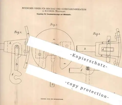 original Patent - Bochumer Verein für Bergbau & Gussstahlfabrikation | Kupplung für Eisenbahnen | Eisenbahn Buffer Train