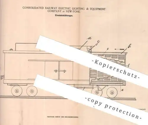 original Patent - Consolidated Railway Electric Lighting & Equipment Comp. , New York , USA | 1900 | Eisenbahn Kühlwagen