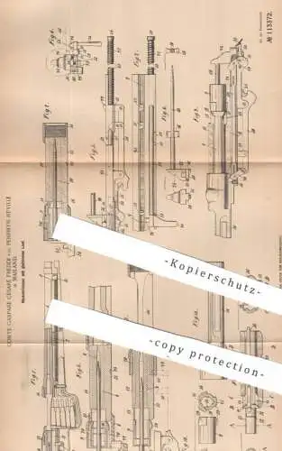 original Patent - Conte Gaspare Cesare Freddi , Penrhyn Neville , Mailand Italien | 1898 | Rückstosslader | Gewehr Waffe