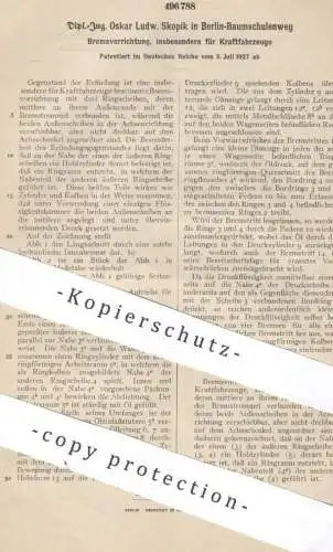 original Patent - Dipl. Ing. Oskar Ludw. Skopik , Berlin | Bremse für Kraftfahrzeuge | Automobile Oldtimer Bremsen Kfz