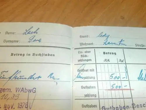 Wittenburg / Zarrentin i. Mecklenburg , 1944 , Dora Lach in Zarrentin , altes Sparbuch , Hagenow , Sparkasse , Bank  !!!