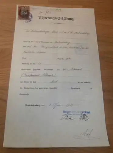 Neubrandenburg 1929 , Konzerthaus Reinmann , Abtretung ,  Mecklenburg !!!
