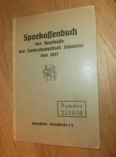 altes Sparbuch und Dokumente Schwerin , 1943 - 1944 , Ernst Kloth in Schwerin i. Mecklenburg ,Sparkasse , Bank !!!