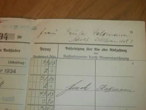 altes Sparbuch Rostock , 1930 - 1945 , Paula Walsmann in Rostock i. Mecklenburg ,Sparkasse , Bak !!!