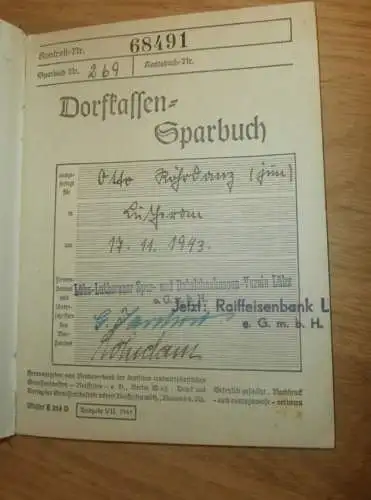 altes Sparbuch Lübz , 1943 - 1945 , Otto Röhrdanz in Lübz i. Mecklenburg , Sparkasse , Bank !!!