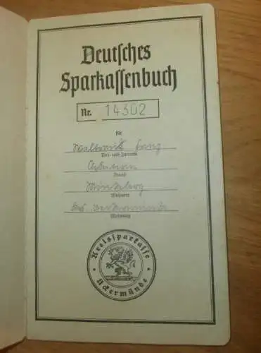 altes Sparbuch Ueckermünde , 1943 - 1946 , Waltraud Frenz in Ückermünde i. Mecklenburg , Sparkasse