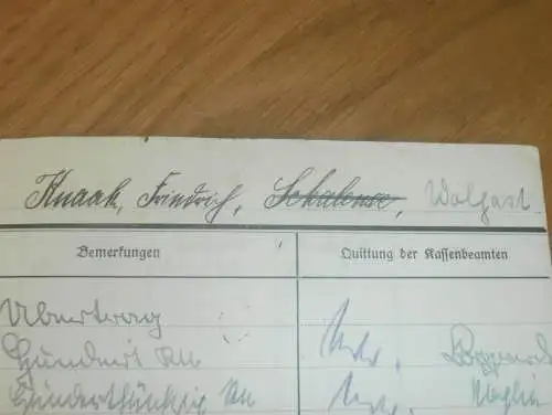 altes Sparbuch Wolgast , 1928 - 1944 , Friedrich Knaack in Wolgast i. Mecklenburg , Schalense , Sparkasse , Bank !