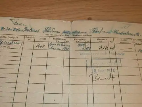 altes Sparbuch Teschen ,  1942 , Gertrud Kühn , Sparkasse , Bank !!