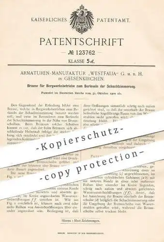 original Patent - Armaturen Manufaktur Westfalia GmbH Gelsenkirchen , 1900 , Brause für Bergwerk | Bergbau , Schacht !