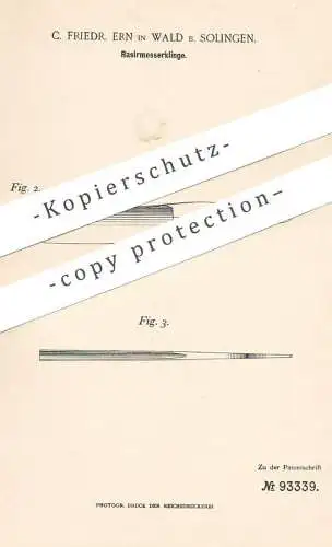 original Patent - C. Friedr. Ern , Wald / Solingen , 1896 , Rasiermesserklinge | Rasiermesser - Klinge | Messer