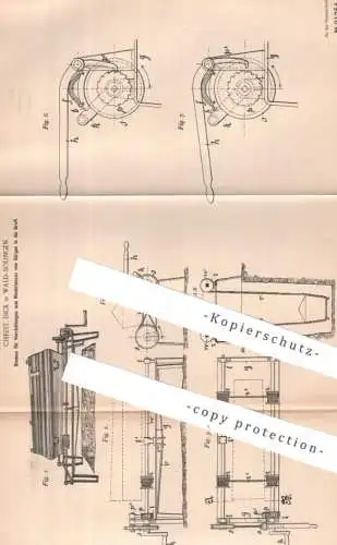 original Patent - Christ. Dick , Wald - Solingen | 1896 | Niederlassen von Särgen in die Gruft | Sarg Särge , Bestattung