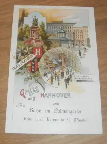 alte AK - Hannover , ca. 1905 , Bazar am Palmengarten , Litho , Ansichtskarte