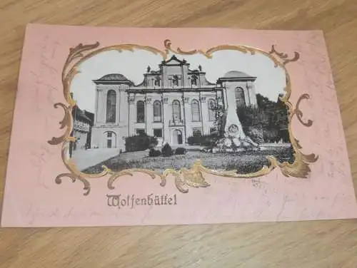 alte AK - Wolfenbüttel , 1902 , mit Goldrahmen , Ansichtskarte !!!