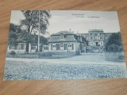 alte AK - Wolfenbüttel , ca. 1905 , Lessinghaus und Bibliothek , Ansichtskarte