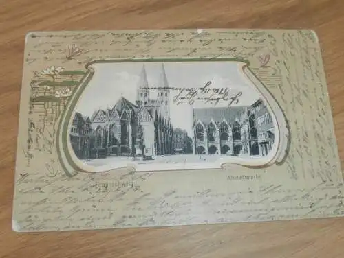 alte AK - Braunschweig , 1904 , Altstadtmarkt , Ansichtskarte !!