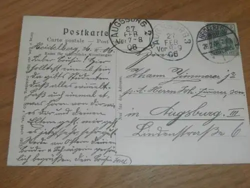 alte AK - Heidelberg , 1906 , von der Terasse , Ansichtskarte !!