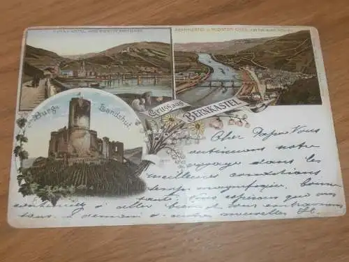 alte AK - Bernkastel , 1998 , Litho , Burg Landshut , Kloster Cues , Ansichtskarte !!