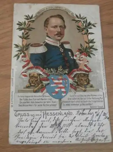 alte AK - Gruss aus dem Hessenland , 1903 , Wappen , Rotenburg , Kurfürst , Ansichtskarte !!