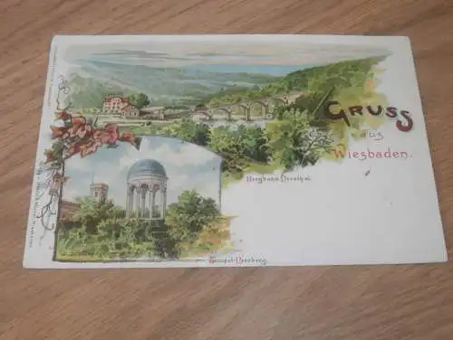 alte AK - Wiesbaden , ca. 1900 , Litho , Bergbahn , Ansichtskarte !!