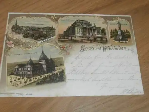 alte AK - Wiesbaden , 1897 , Litho , Gebäude , Ansichtskarte !!