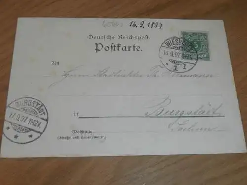 alte AK - Wiesbaden , 1897 , Litho , Gebäude , Ansichtskarte !!