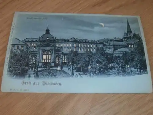 alte AK - Wiesbaden , ca. 1900 , Mondschein , Ansichtskarte !!