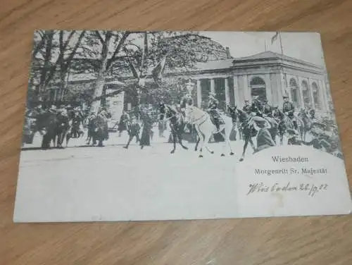 alte AK - Wiesbaden , 1907 , Morgenritt seiner Majestät , Ansichtskarte !!