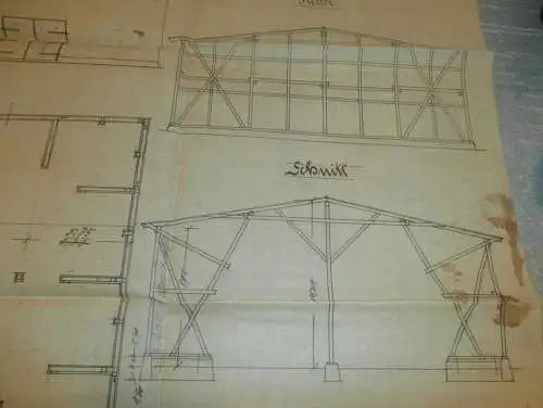 Gut Kittendorf  i. Mecklenburg , 1910 , Scheune / Feldscheune - Plan / Entwurf , bei Stavenhagen !!