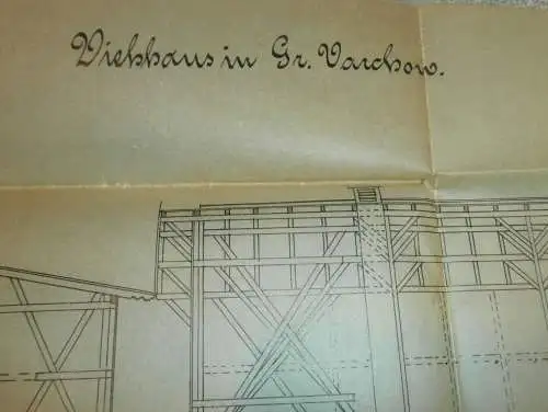 Viechhaus / Stall in Groß Varchow i. Mecklenburg , 1906 , bei Penzlin / Möllenhagen , Plan / Entwurf !!
