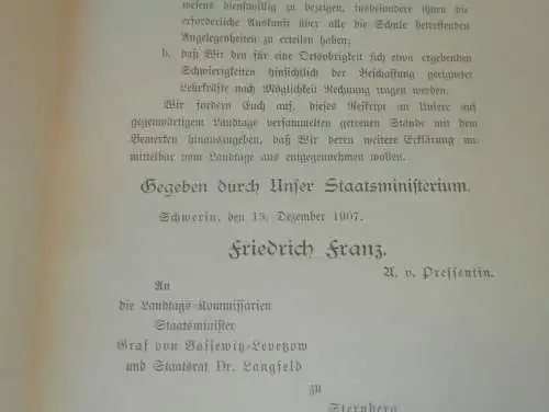 Volks- und Bürgerschulen in Mecklenburg , 1907 , alte Akte , Schule , Schulwesen , Sternberg , 9 Seiten !!!