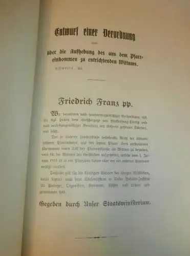 Wittwenpension aus Pfarreinkommen in Mecklenburg , 1912 , alte Akte , Kirche , Rostock , Rente , Wittum , 8 Seiten !!!
