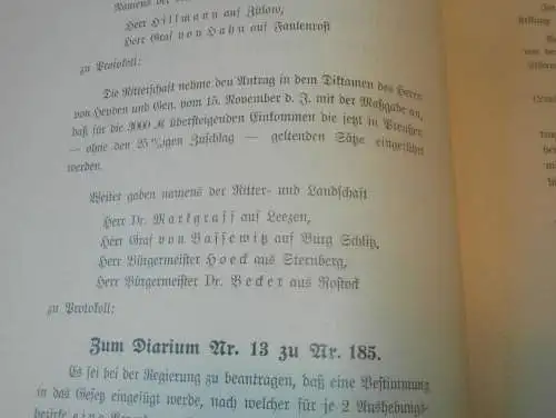 Versammlung  von Ritterschaft und Adel ,1912 in Malchin , Landes-Protokoll , von Maltzan , von Plessen , Mecklenburg  !