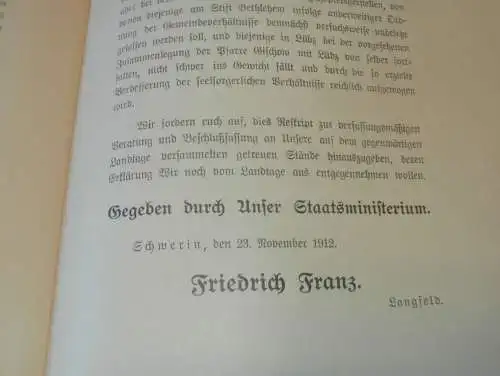 Pfarrhilfskasse für Hilfsprediger in Mecklenburg , 1912 , alte Akte , Kirche , Pfarrer , Prediger , 7 Seiten !!!