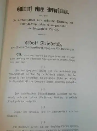 Pfarrgemeinde Neustrelitz i. Mecklenburg-Strelitz , 1912 , alte Akte , Kirche , Pfarrer , 12 Seiten !!!