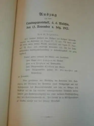 Komittenberich Mecklenburg , 1912 , alte Akte , Malchin , Moltzow , Landtag , Politik , 7 Seiten !!!